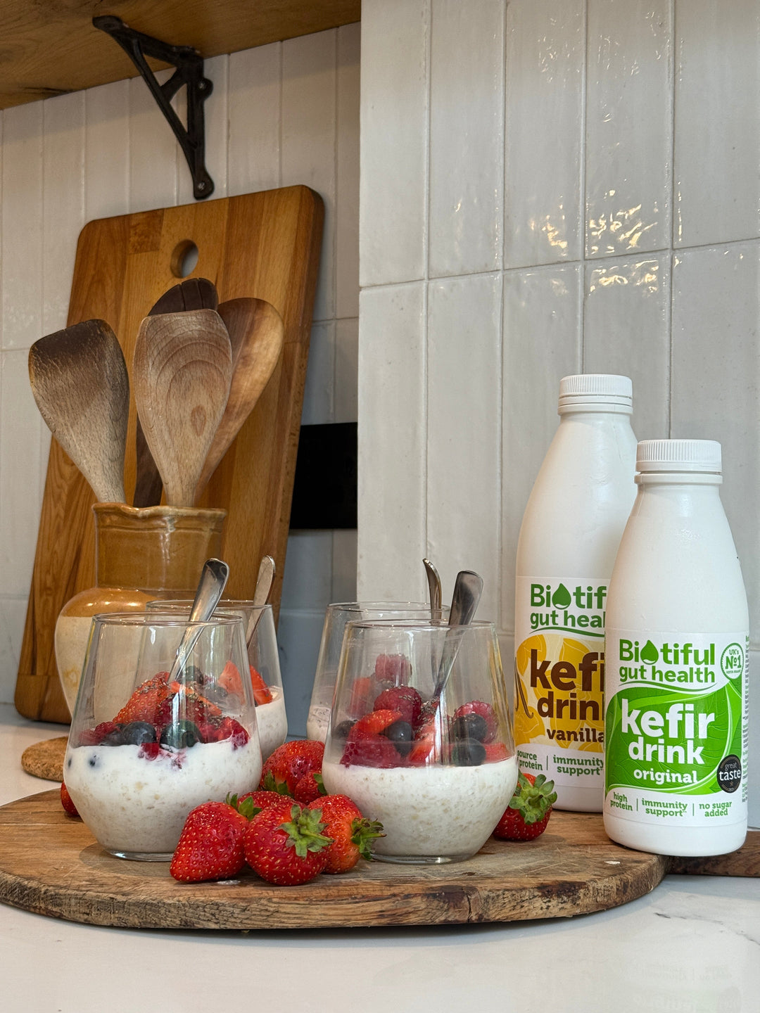 Overnight Oats made with Biotiful Kefir Vanilla
