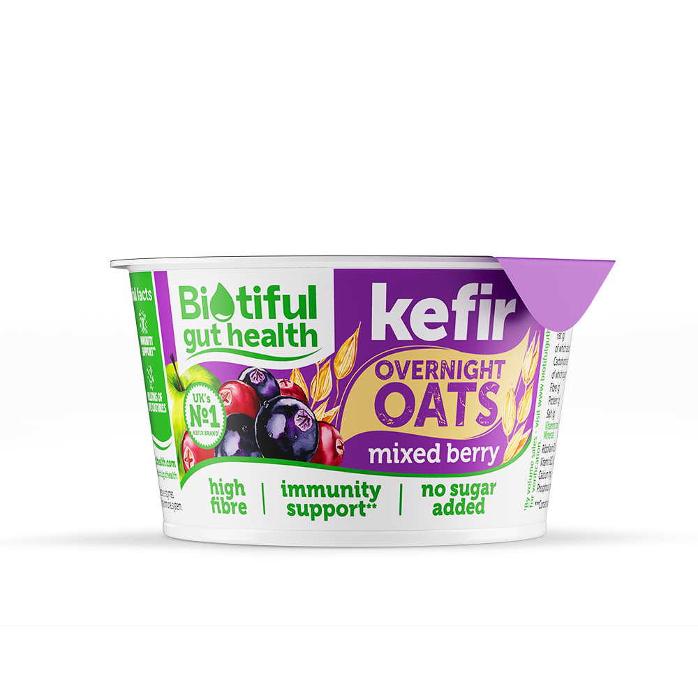 Mixed Berry Kefir Overnight Oats – Biotiful Gut Health