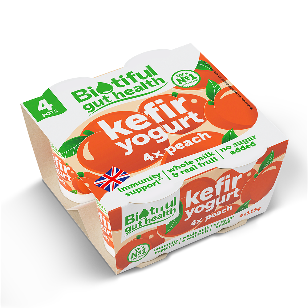 Biotiful Kefir Yogurt Multipack, Peach, 4 x 115g